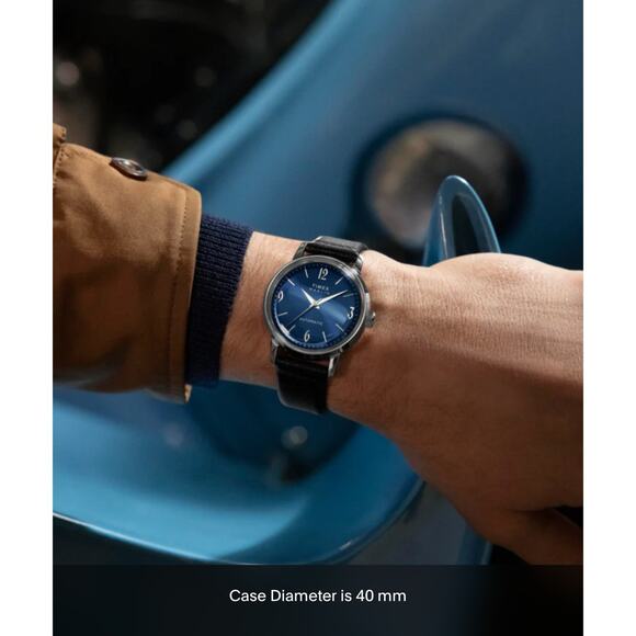 Timex Marlin Automatic 40mm Blue Dial Black Leather Men’s Watch TW2W93100 - Picture 12 of 12